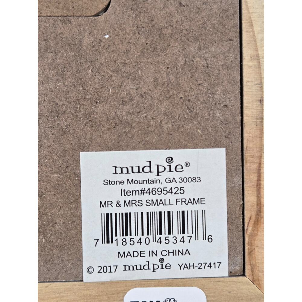 Mudpie Mr + Mrs Wedding Bride Groom Square Whitewashed Picture Frame Gift - Picture 4 of 4